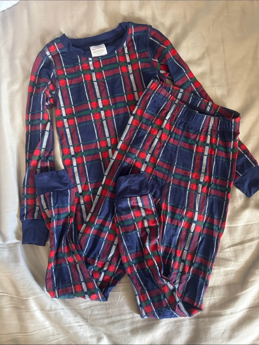 Hanna Andersson Navy, Red & Green Plaid Kids Pajama Set
